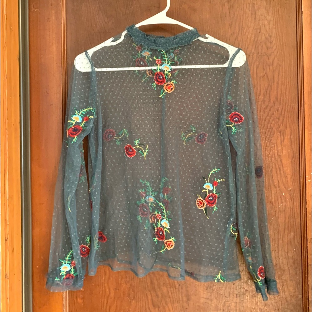 Embroidered Mesh Top from Zara